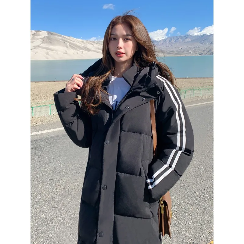 2023 New Down Jacket Same Cotton Padded Jacket Couple Costume Mid Length Cotton Padded Jacket Over Knee In Winter Korean Version