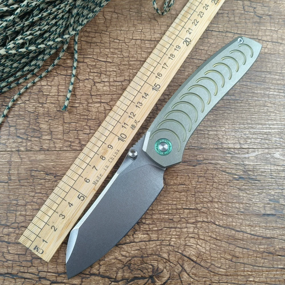 

TWOSUN Pocket Knives Golden Titanium Handle K110 Blade for Gift Collection Outdoor Camping TS573