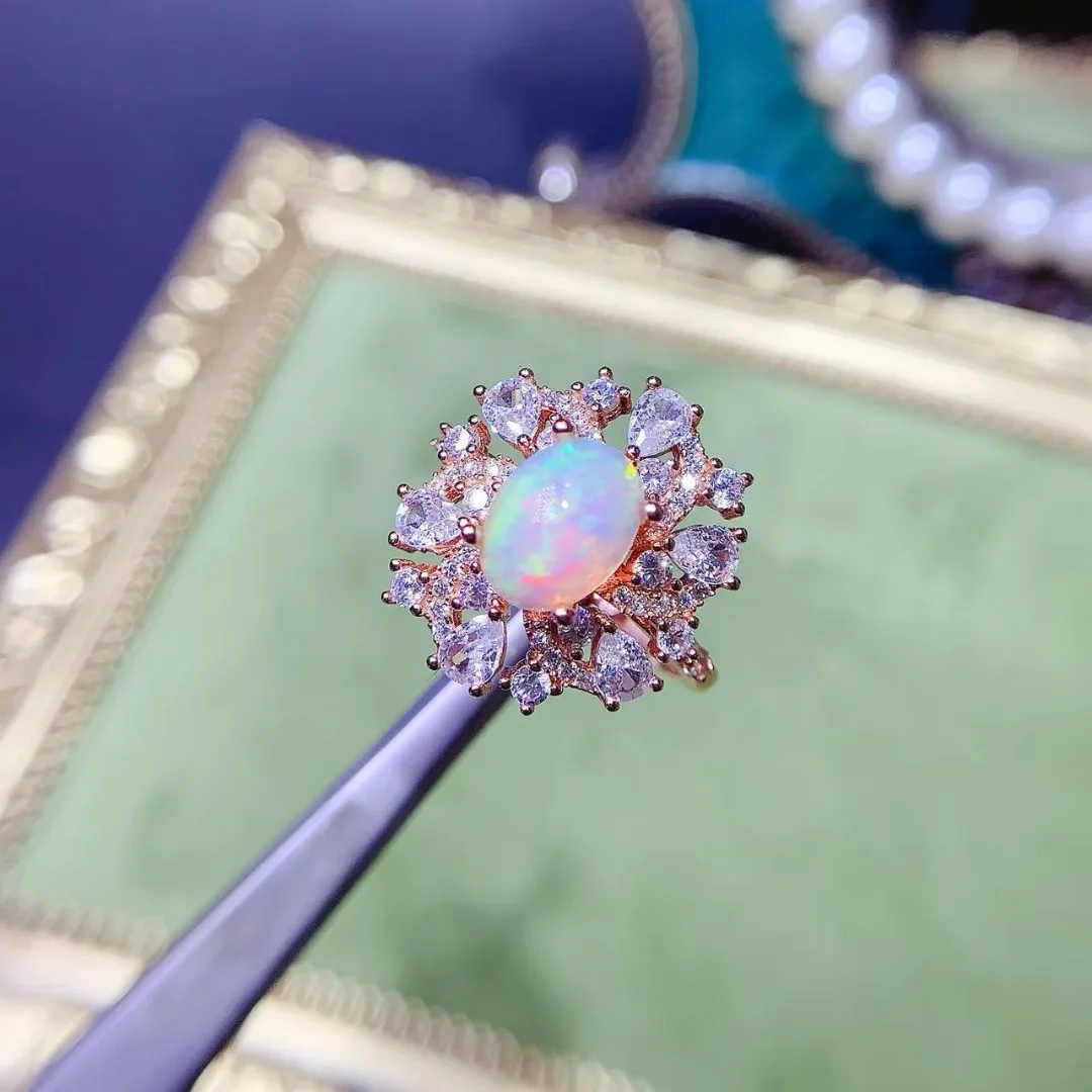 

Sophisticated Luxury Designer Design Natural Fire Color Opal Ring 925 Silver Brilliant Unique Fashion Gift for The Loved Ones