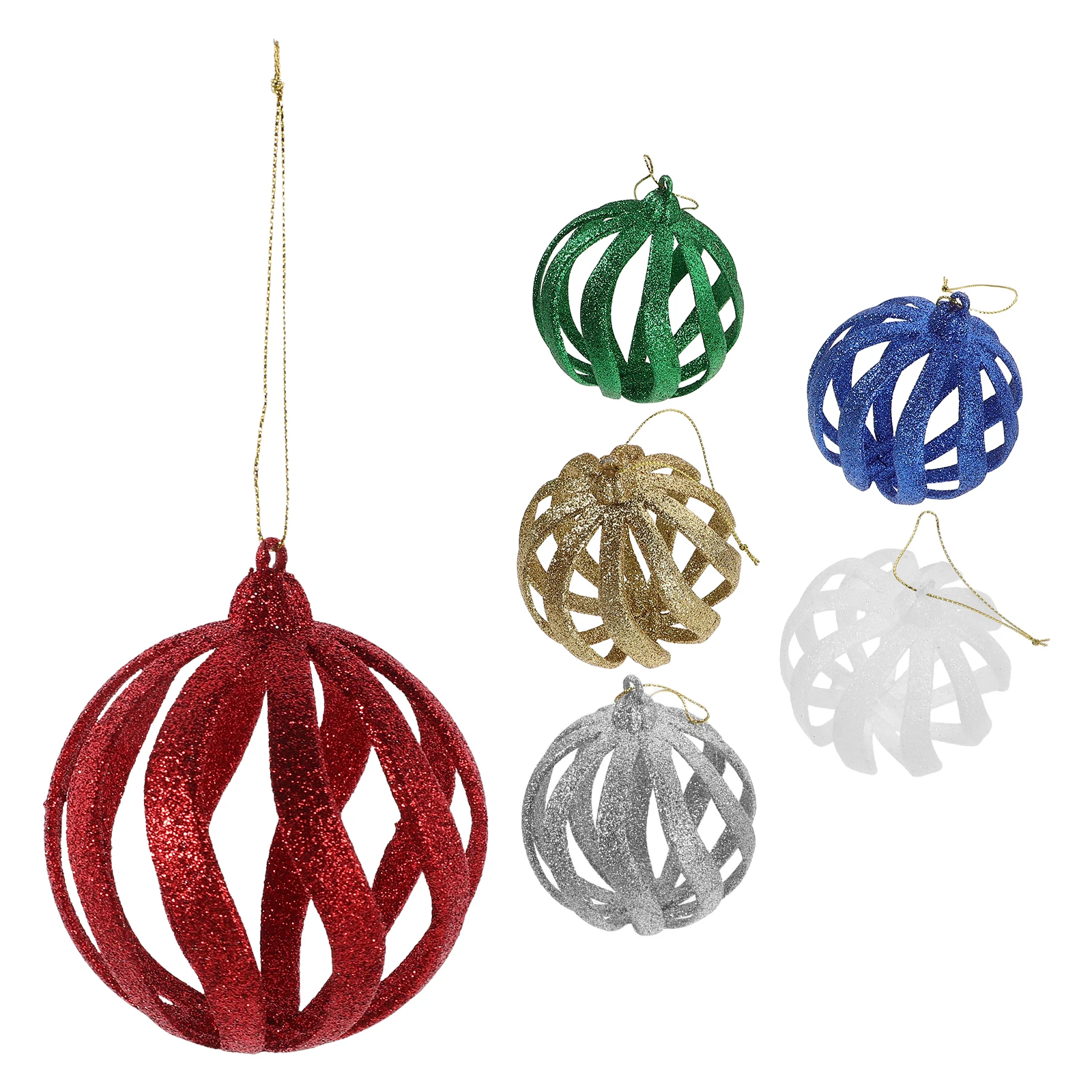 

6Pcs Christmas Balls Glitter Plastic Ornaments Hanging Baubles Xmas Tree Decorations DIY Holiday Tree Ball Decoration Party