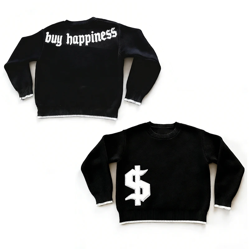 Men Stripe Punk Aesthetics Graphic Print Y2k Knitted sweater Rock Gothic Fashion Streetwear Pullover Hip Hop Oversized Knitt Top