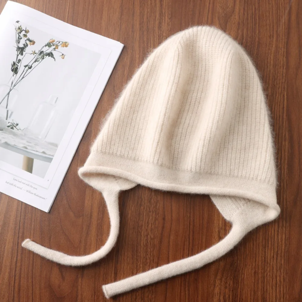 

Oversized Wool Women Knitted Hats Windproof Coldproof Warm Cap Comfy Stretch Ear Protection Knit Slouchy Beanie Keep Warm