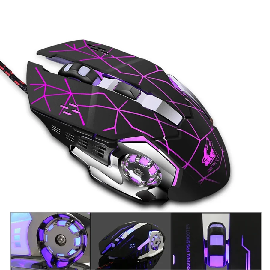 V5 Wired USB Mechanical Optical Mouse with RGB Light 2400DPI Photoelectric 6-button Esports Wired Gaming Mouse