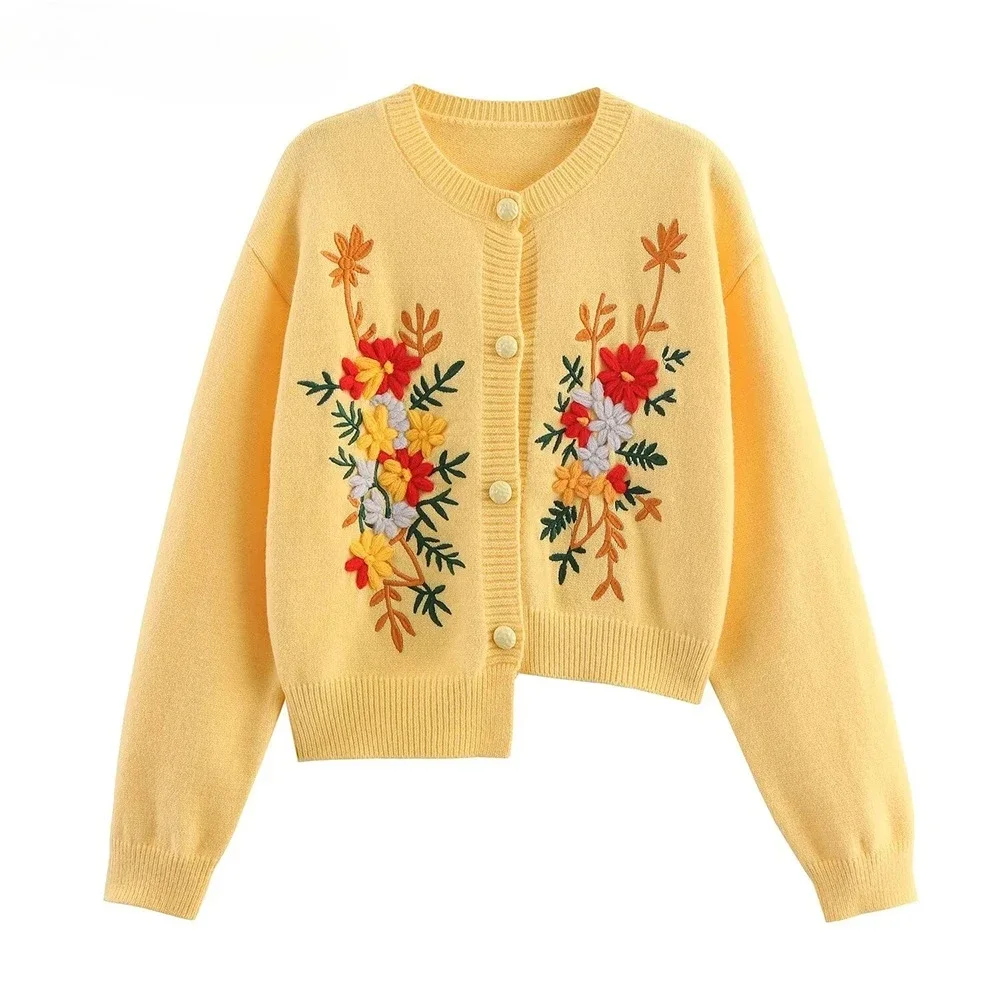 2025 Nuovi abiti da donna Cardigan con orlo irregolare ricamato semplice e versatile alla moda in stile europeo e americano