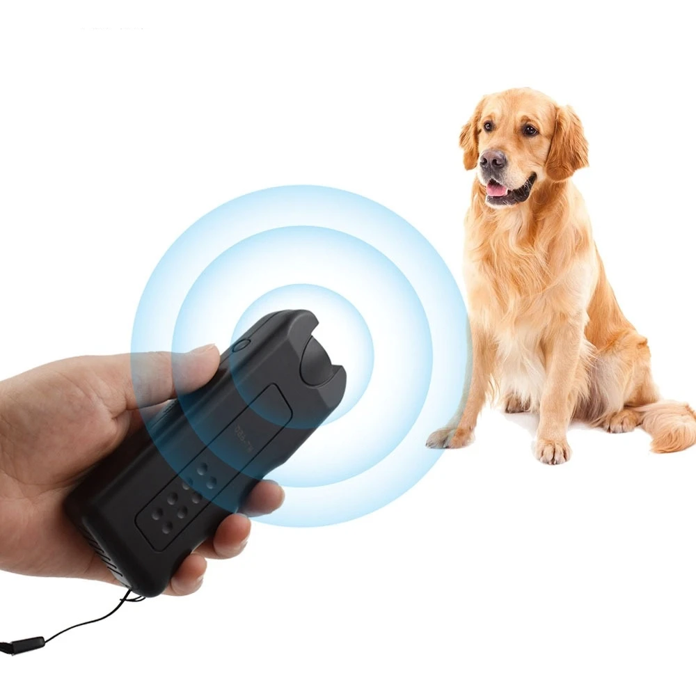 Repelente Ultrassônico 3 em 1 para Cães, Alimentado por Bateria, com Luz LED, Dispositivo de Treinamento Anti-Latido, Portátil e Eletrônico.
