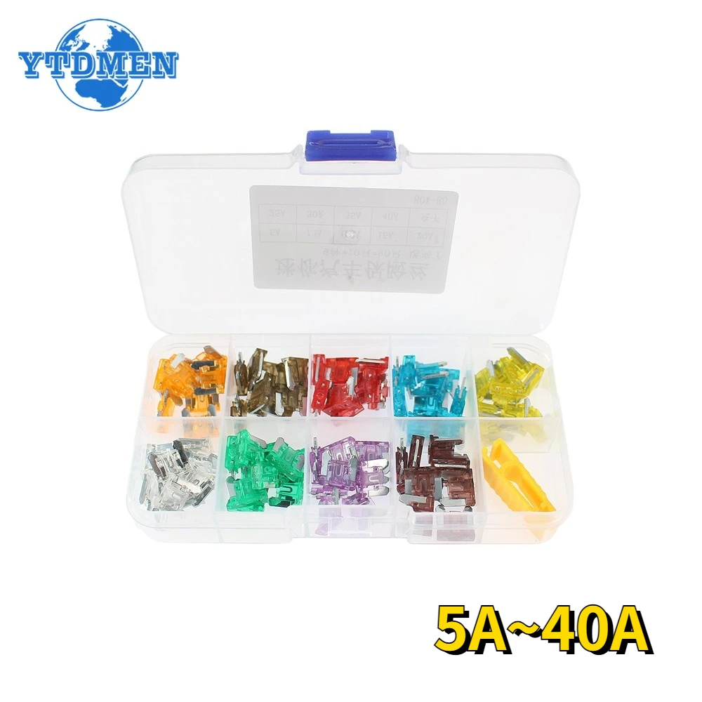 90pcs Mini Blade Fuses Auto 5A-40A Car Truck Assortment Fuse Kit 40A 5A 7.5A 10A 15A  20A 25A 30A 35A with Clip