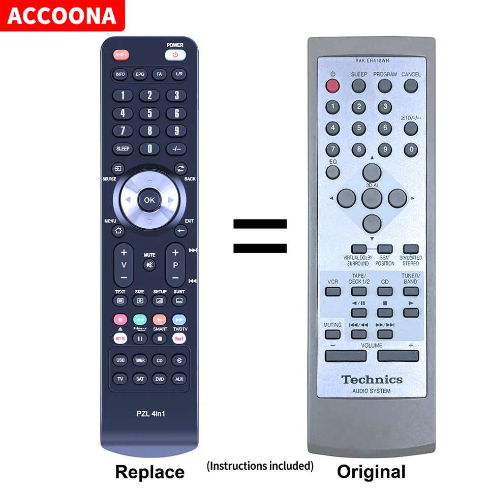 Remote control RAK-EHA18WH, RAK-EHA29WH for Technics RS-EH760, SA