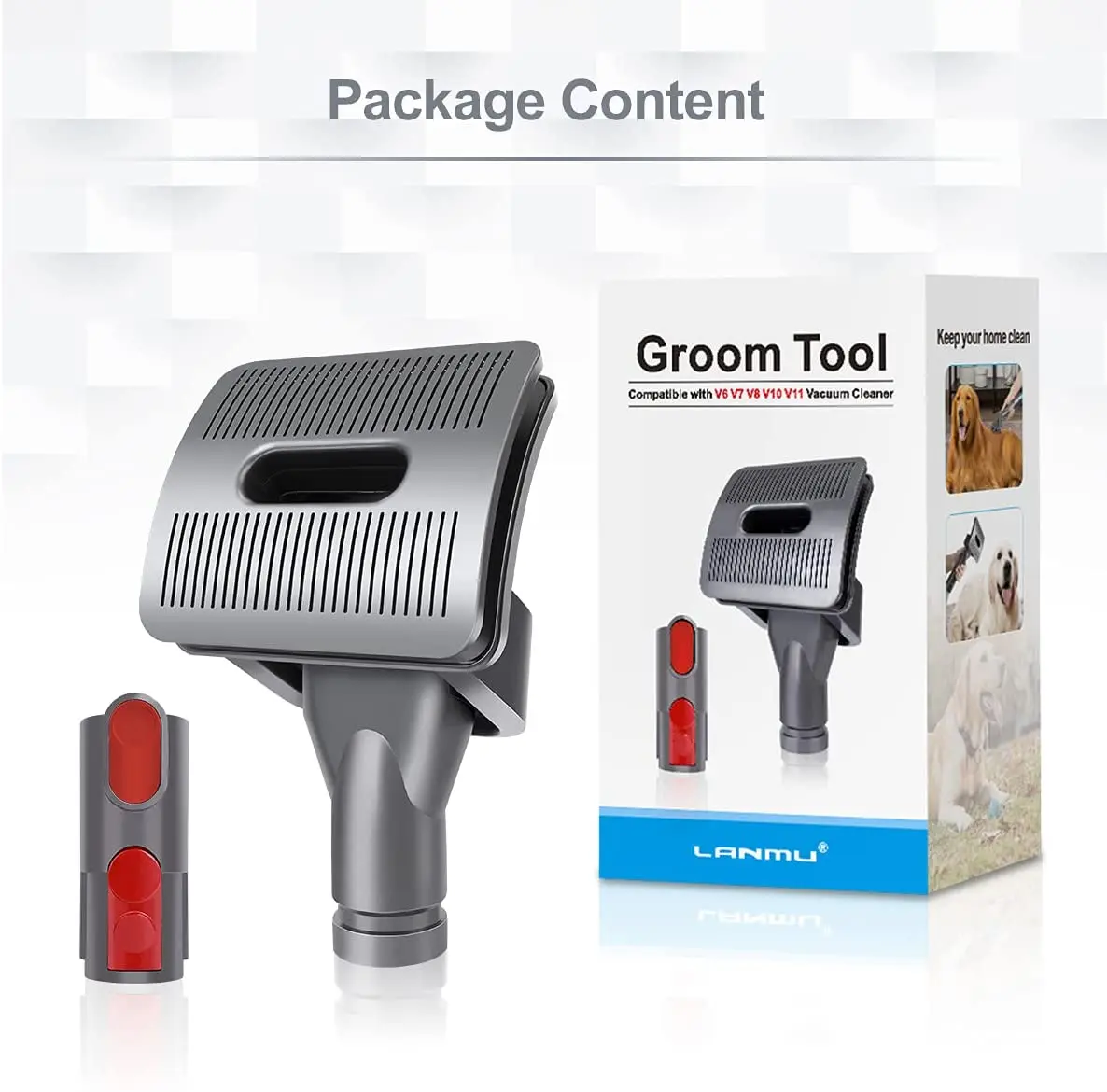 Groom Tool Attachment Compatible with Dyson V11 V10 V8 V7 V6 Vacuum Cleaner