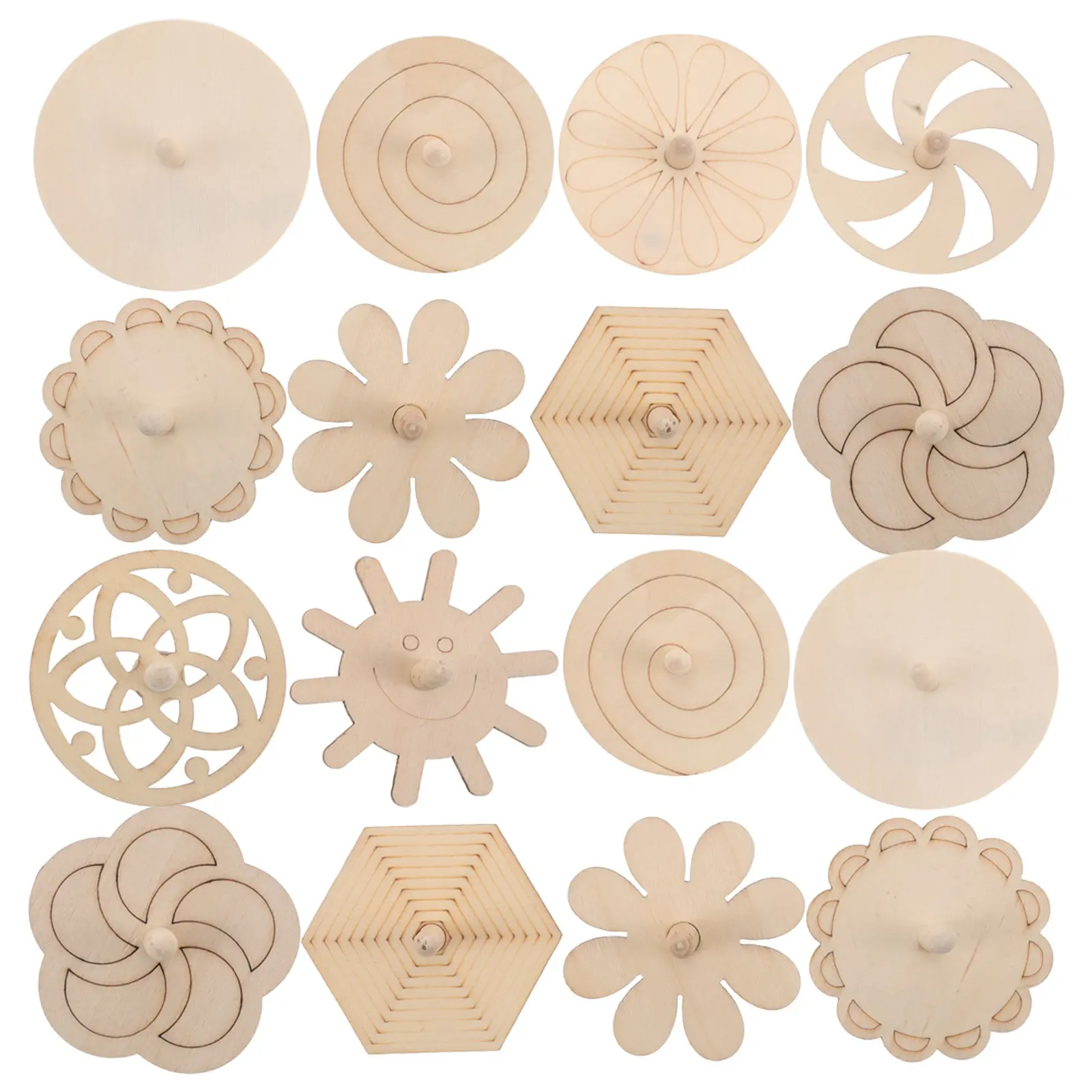 20Pcs Wooden Gyroscopes Spinning Blank Unpainted DIY Craft Supplies for Kids Creative Painting Portable Handheld Gyro