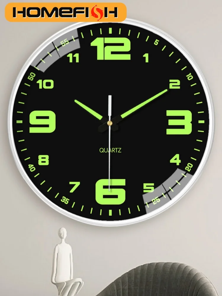 8 Inch Wall Clock Luminous Clock Living Room Decorative Wall Clock Stylish Silent Hole-Free Wall Clock Quartz Clock