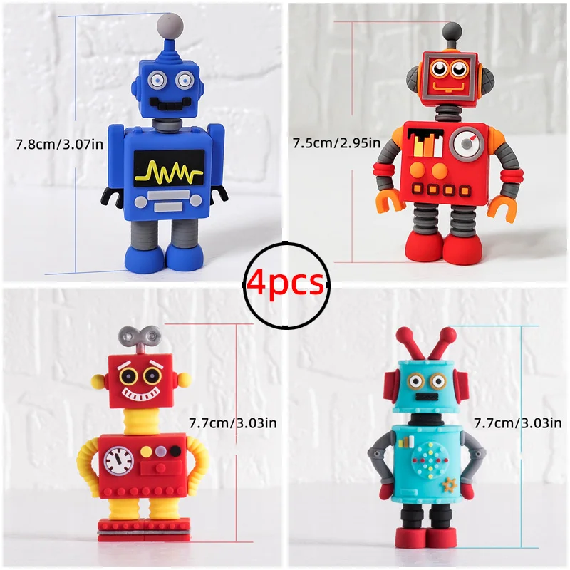 Roboter Gear Cake Topper Interaktive Roboter Dekor Alles Gute zum Geburtstag Jungen Party Cupcake DIY Roboter Thema Dekorationen Party Supplies – Detail 7