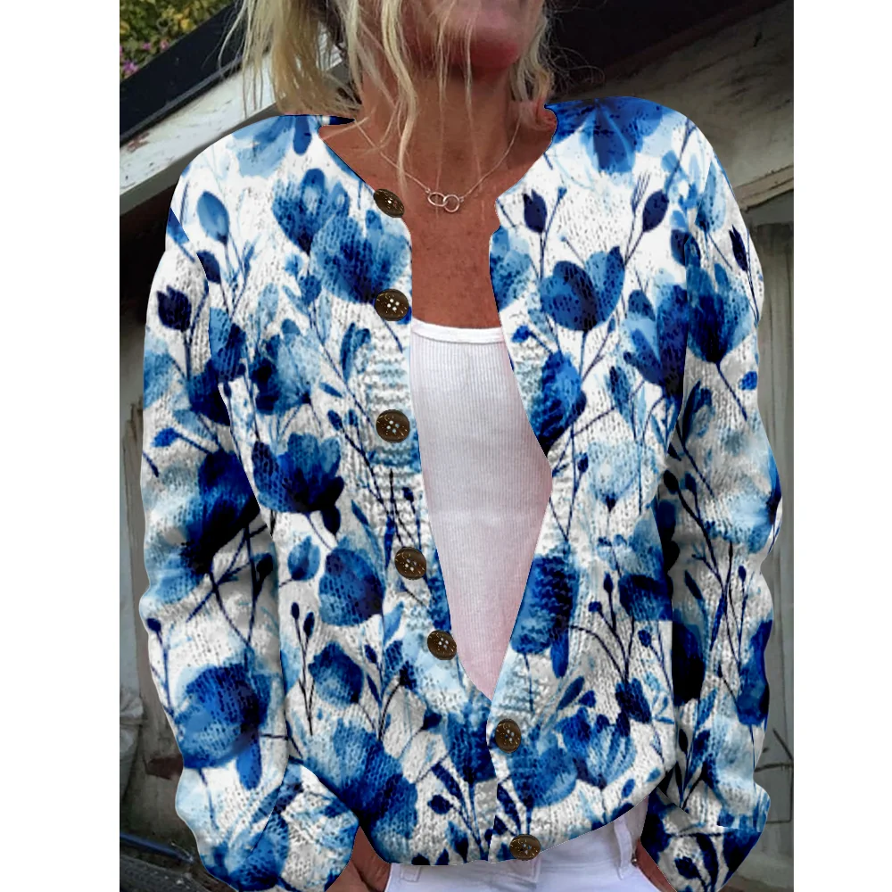 

Осень-зима вязаный синий кардиган повседневный свитер уличная одежда женские свитера вязаный топ крутые джемперы модные