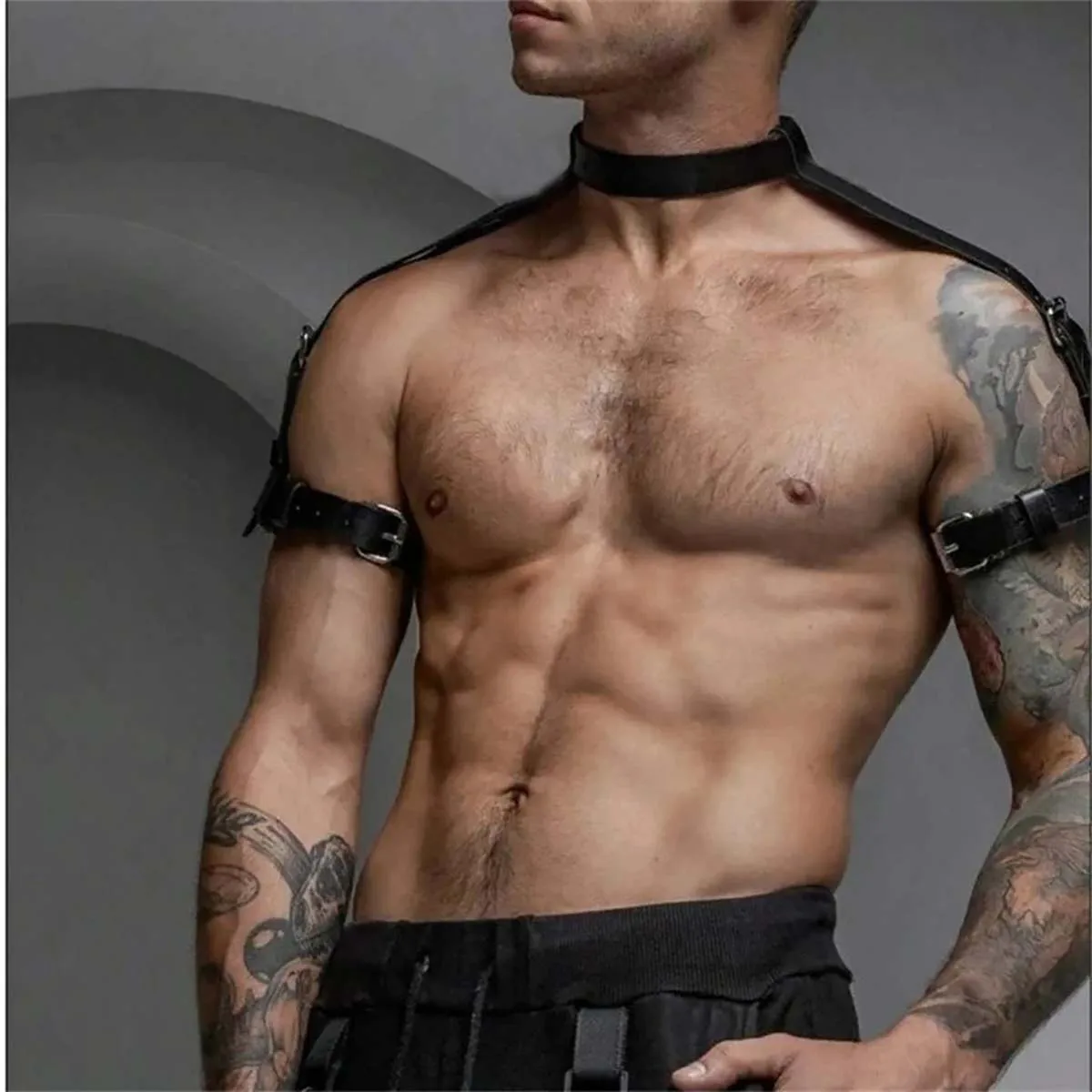 Sexy Men\'s Harness Pu Leather Gay Chest Harness Bdsm Bondage Leather Cage Lingerie Punk Rave Erotic Accessoly Fetish Clothing