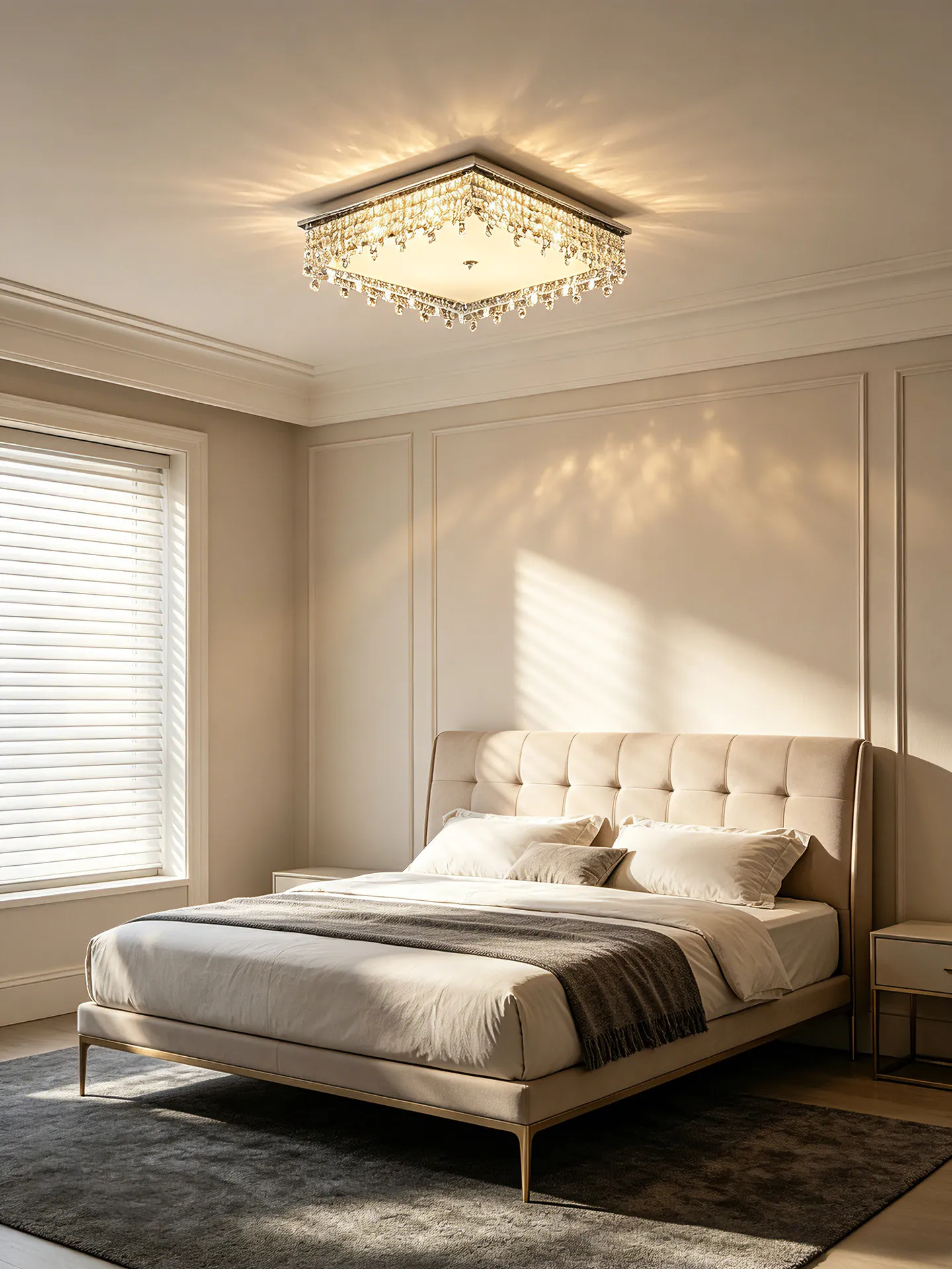 Modern Simple Square Led Crystal Ceiling Ceiling Light Home Decoration Villa Living Room Bedroom Light Fixtures