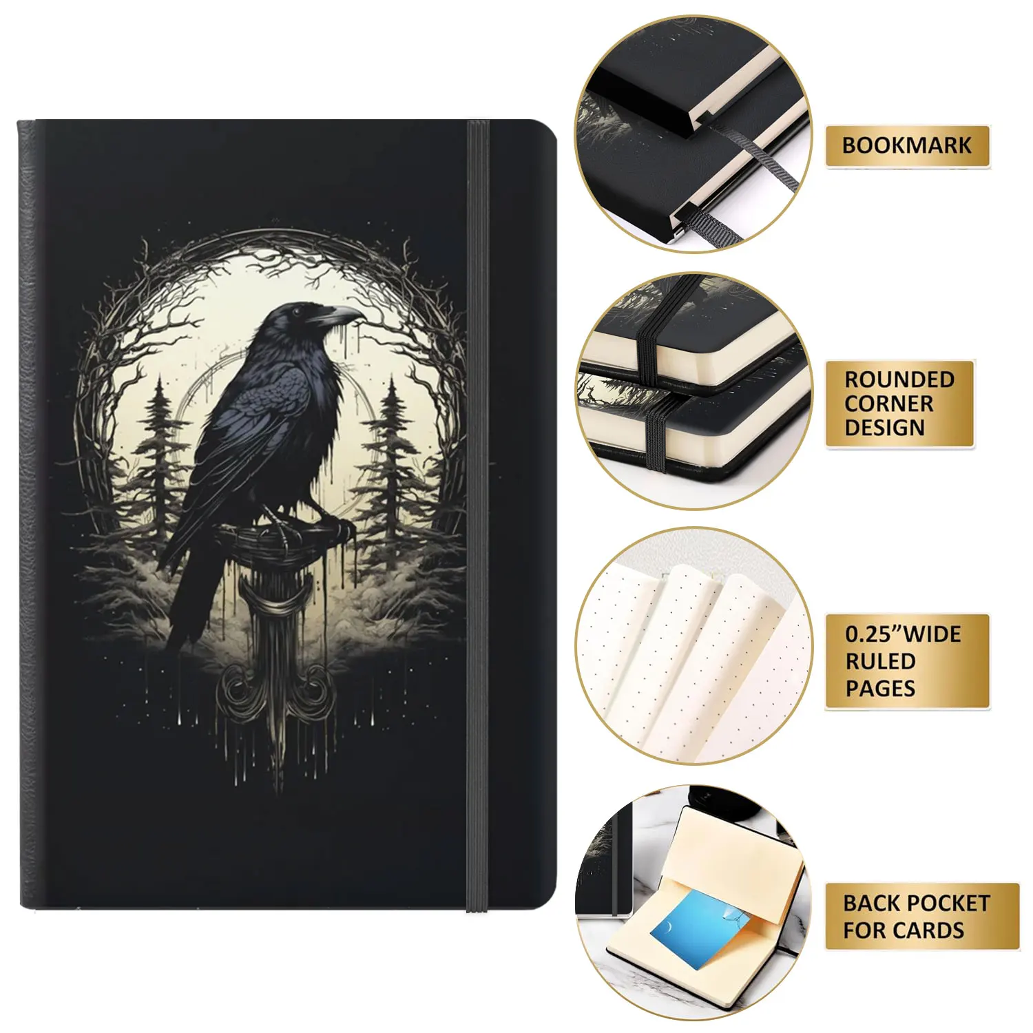 1pc  Journal,Lined Hardcover ,Premium Thick Paper With Inner Pocket For Writing Note Taking Office School-Gothic  Notebook