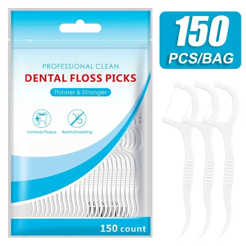 150 pçs fio dental flosser picaretas palitos de dentes vara limpeza dos dentes escova interdental fio dental picareta limpeza dente