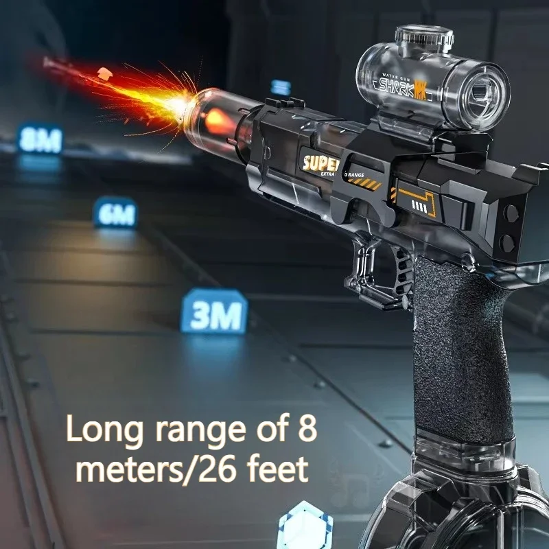 Pistola de água automática brinquedo luz elétrica forte fogo rápido pistola de água spray blaster ao ar livre verão piscina brinquedos para meninos crianças