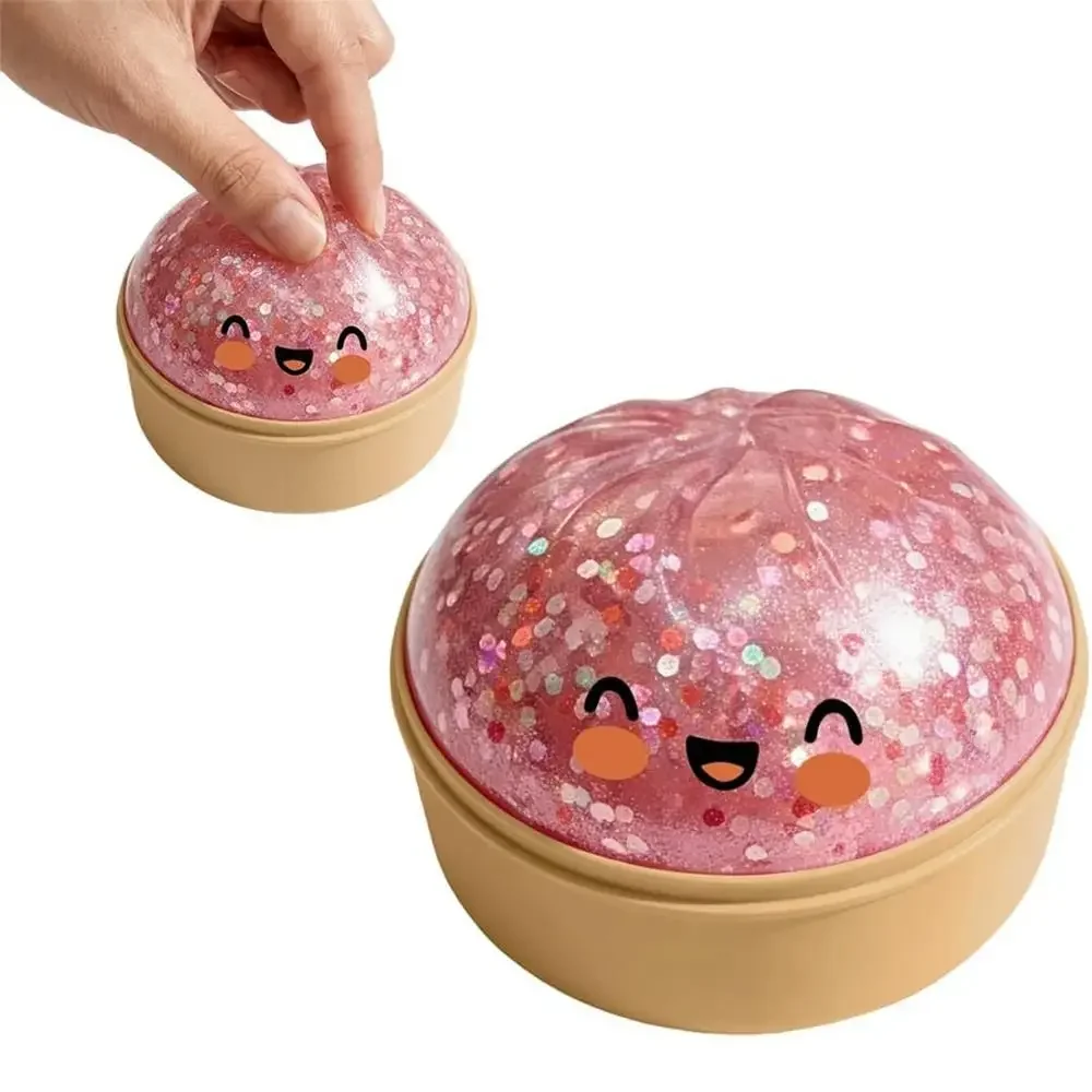 Juguete Sensorial Antiestrés de Dumplings Brillantes con Purpurina y Cristales, Tipo Bollo al Vapor, con Caja