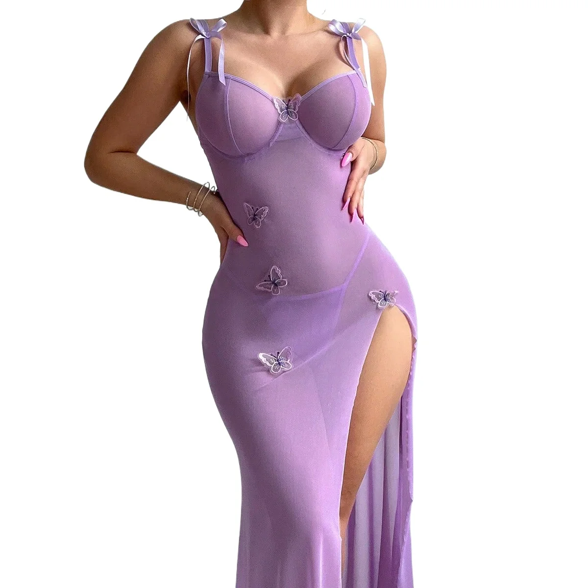 

Purples Peach Slim Fit Sexy Long Skirt Clothes Garment Outfits Apparel Nightgown Nightdress Women Underwear Maxi Dress Lingerie