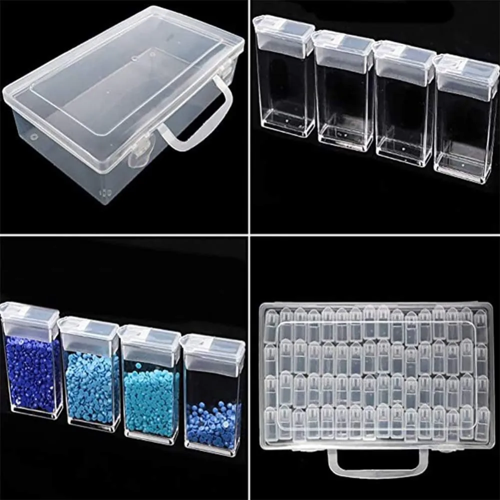 64 Grid Jewelry Drill Storage Box Thicken Transparent Rhinestone Beads Containers Dustproof Plastic Storage Box
