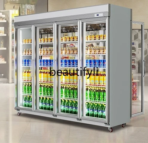 

Double-Sided Glass Door Freezer Commercial Freezer Display Cabinet Front and Rear Opening Refrigerated Beverage Cabinet