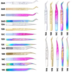 Funmix High Precision Stainless Steel Eyelash Tweezer False Lashes Extension Anti-Static Tweezers Eyebrow Clip Makeup Tools