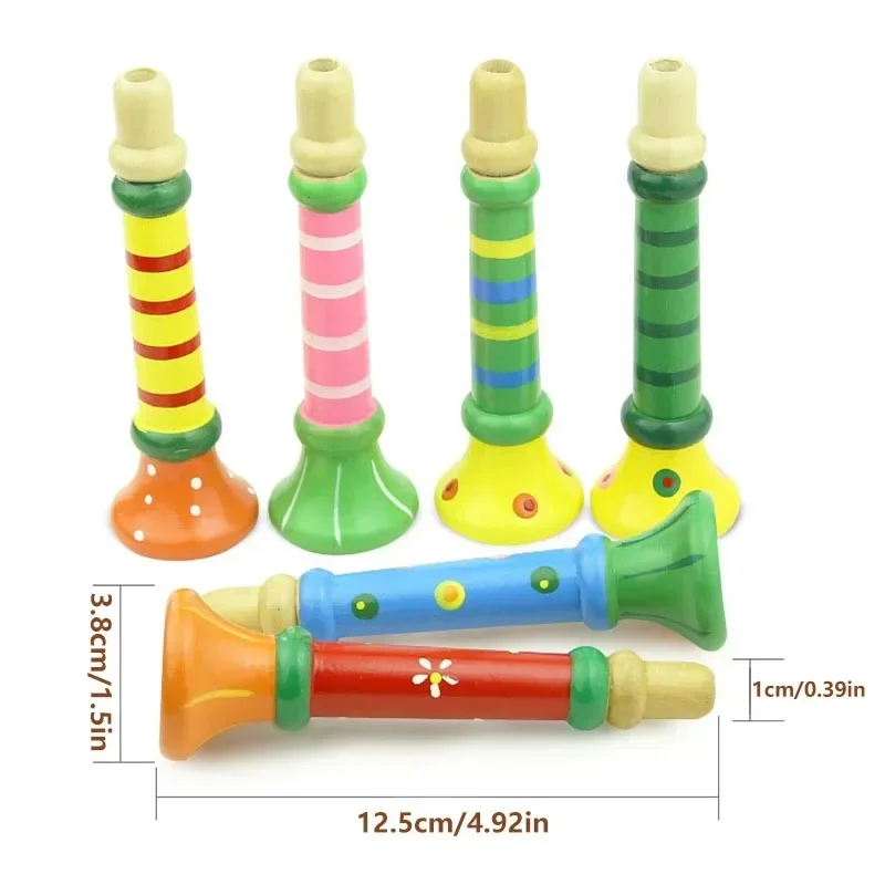 Wooden Trumpet Children Toy Horn Whistle Musical Instrument for Kids Early Educational Montessori Toys Sound Training Games