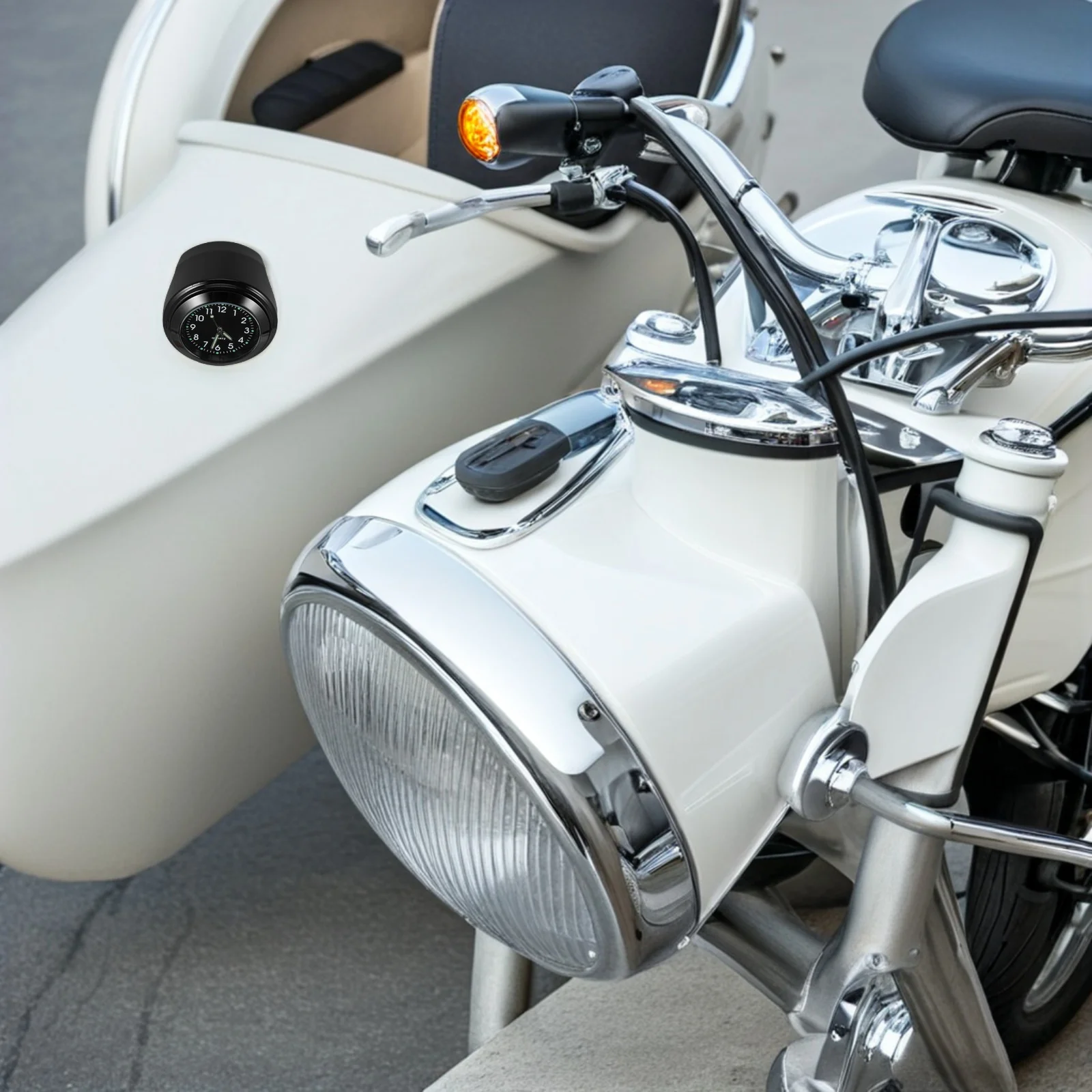 1Set Motorcycle Handlebar Clock Aluminum Alloy Quartz Movement Thermometer Dustproof Waterproof Ride Temperature Gauge Bike