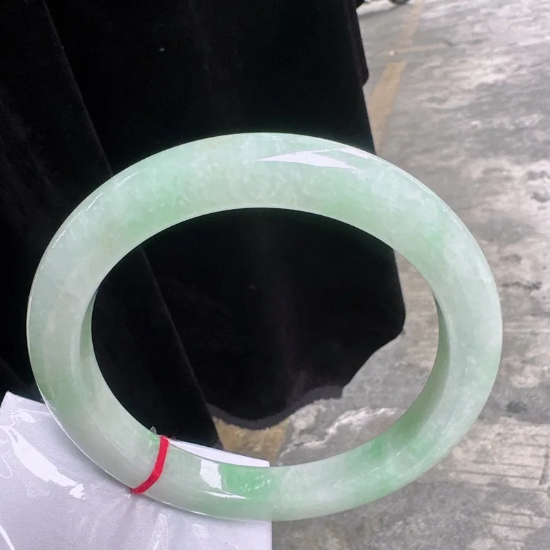 Factory Wholesale Natural a Cargo Jade Ice-like Floating Green Positive Ring Crack-Free Men's Bracelet