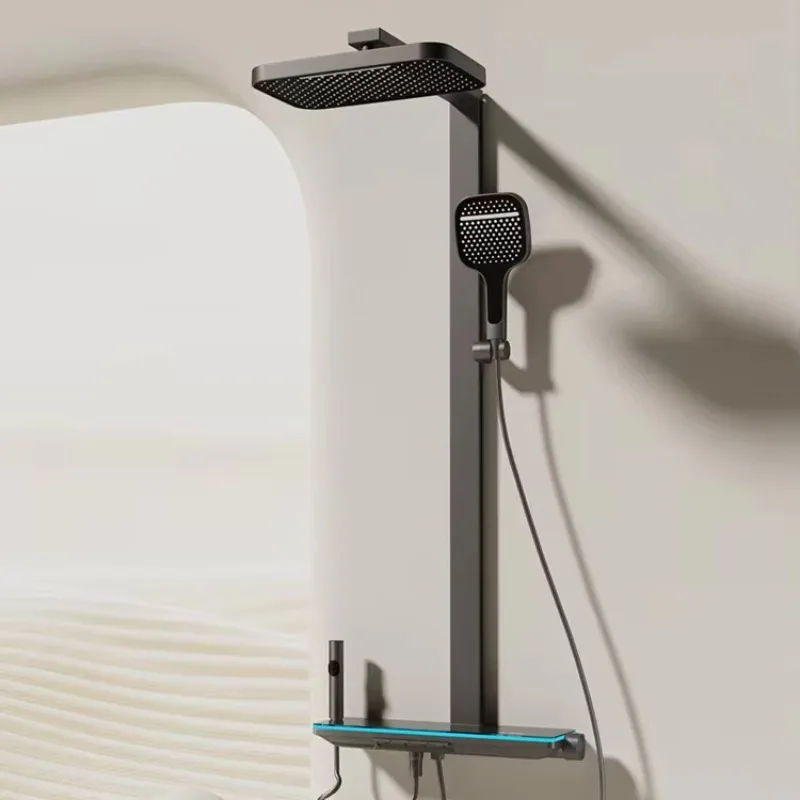 Newly designed hot/cold rain water wall-mounted bathroom faucet top shower and hand shower set with soft spray pattern