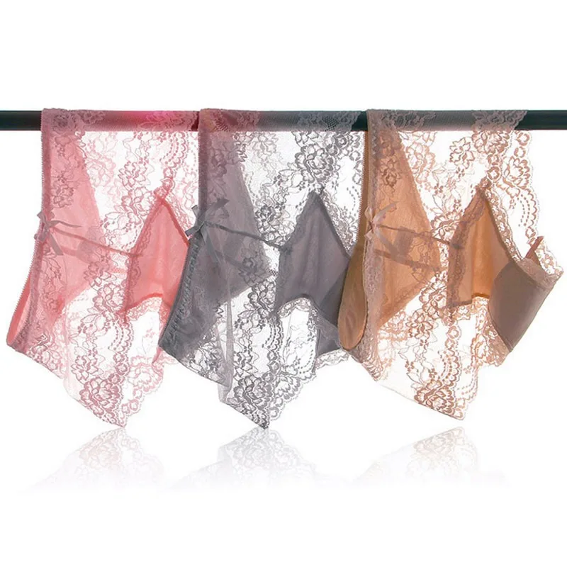 Women Cotton Underwear Sexy Lace Panties Plus Size Hollow-Out Briefs Mid Waist Seamless Comfort Underpants Female Sexy Lingerie