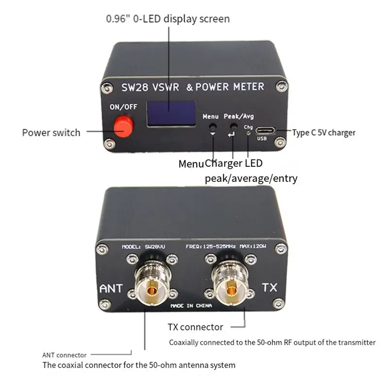 24-Hour Delivery SW-28HF 1.5-60Mhz 0.2W To 120W Walkie Talkie V.S.W.R & Power Meter Digital Display Power Meter EU Plug