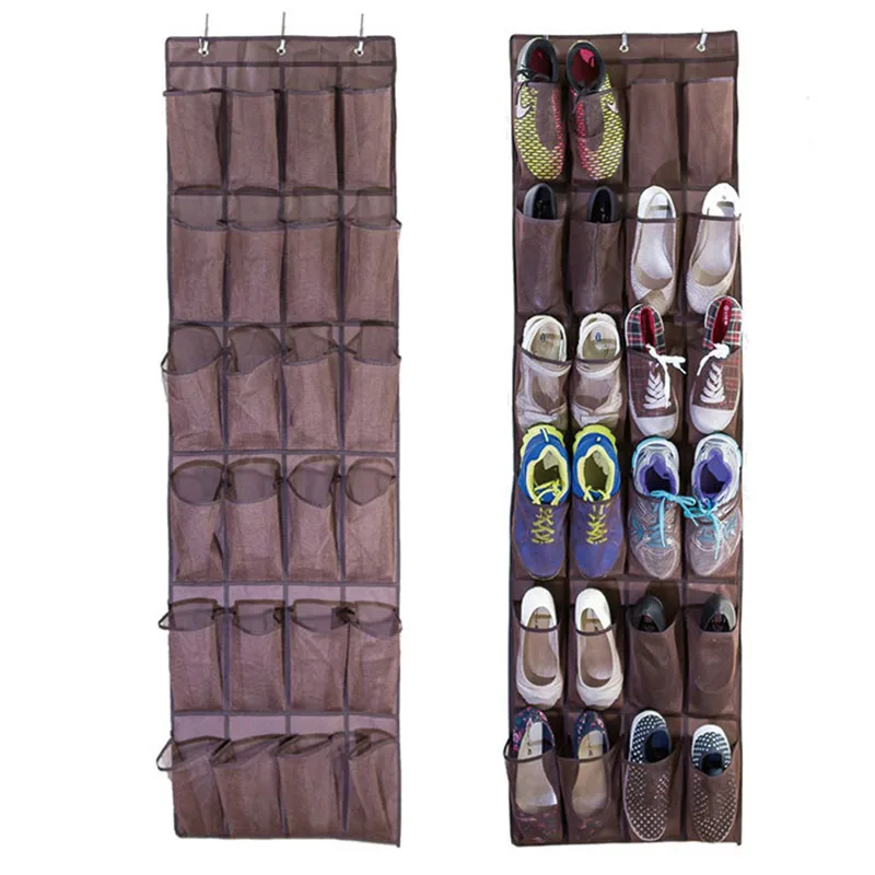 24 Pockets Shoe Hanger Door Hanging Storage Space Organizer Rack Wall Storage Bag Closet Holder