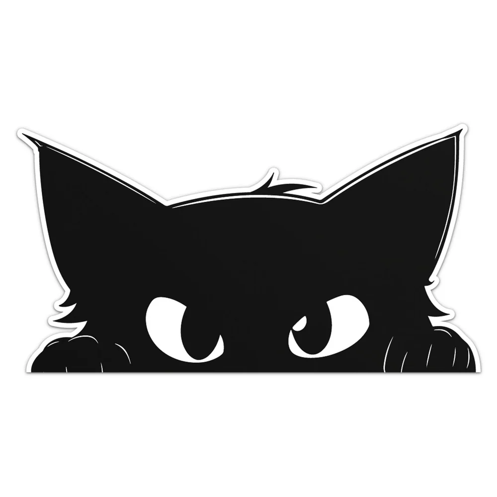 Peeking Sneaky Cat Funny Vinyl Car Sticker Self Adhesive Decal for SUV Window and Travel Bag Animal Art Decoration