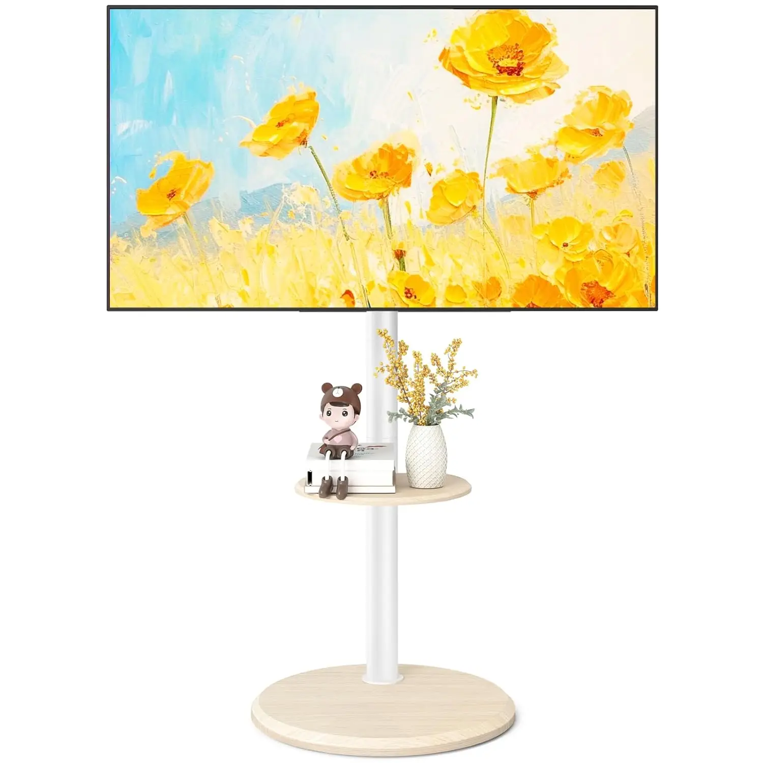 

Rolling TV Stand For 32-65 Inch TV, Height Adjustable Mobile TV Cart With Shelf, Strong TV Cart On Wheels With Tilt, Customized