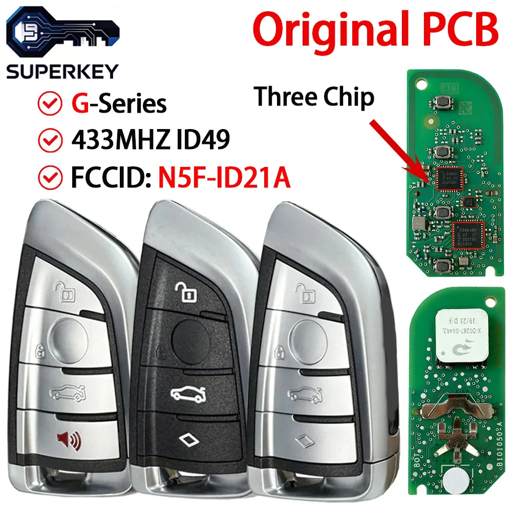SUPERKEY FCC ID N5F-ID21A OEM PCB 49 Chip 433MHz Smart Remote Car Key For BMW G20 G30 G32 G11 3 5 6 7 X3 X5 X7 G Series