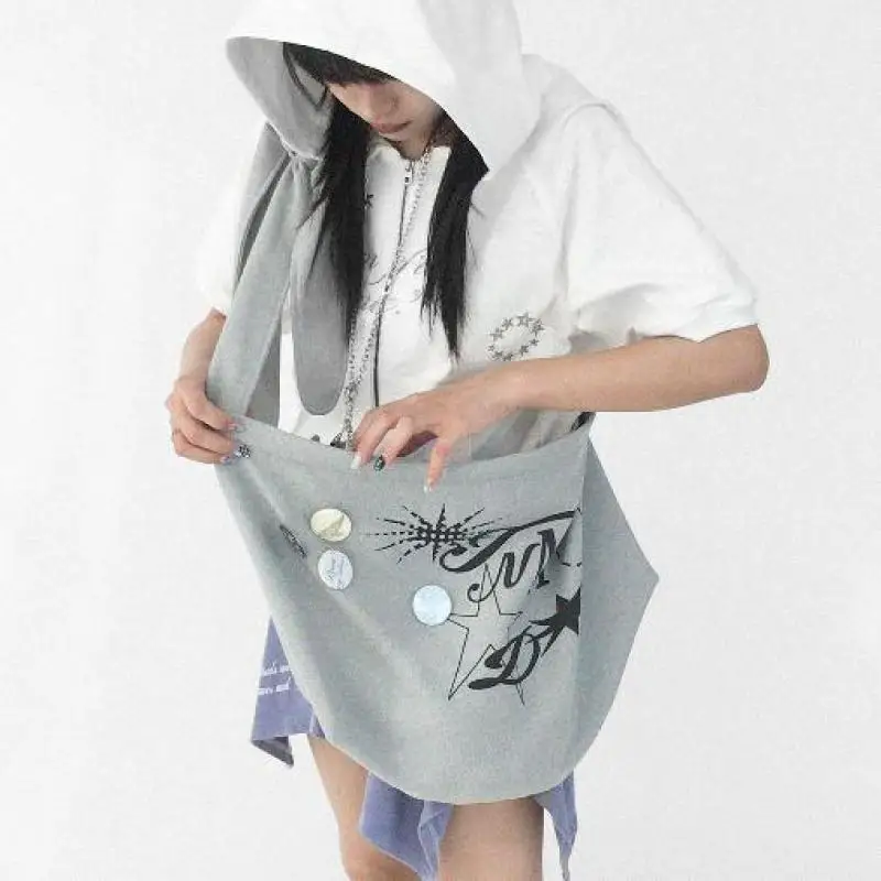 

New Fashion Knitted Cotton Women Bag With Letter Printing Large Capacity Single Shoulder Diagonal Crossbody Bag For Women Trendy