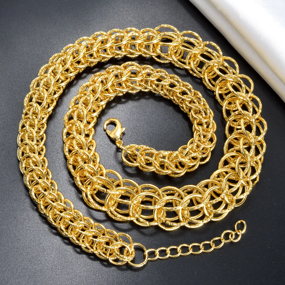 Dubai Gold Plated Italian luxury Design Bracelet Necklace For Women Jewelry Set Fashion Wedding  Party Valentines Day Gift