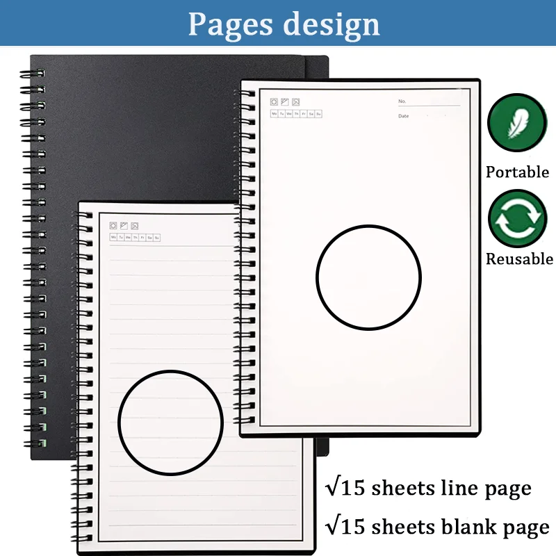 A5 Smart Reusable Notebook Waterproof Erasable Spiral Notepad Hardcover Student Drawing Sketchbook with Pen Office Supplies Gift