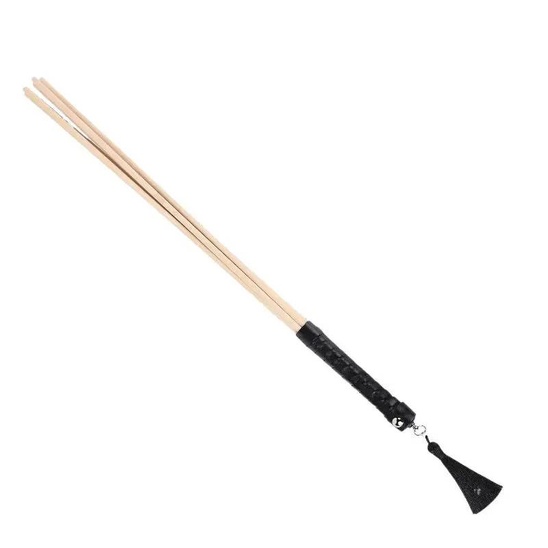 Natural Rattan Long Straight Whip Riding Crop Flogger Black PU Leather Tassels Handle Cover Paddle for Horse Training BDSM Sex view 4