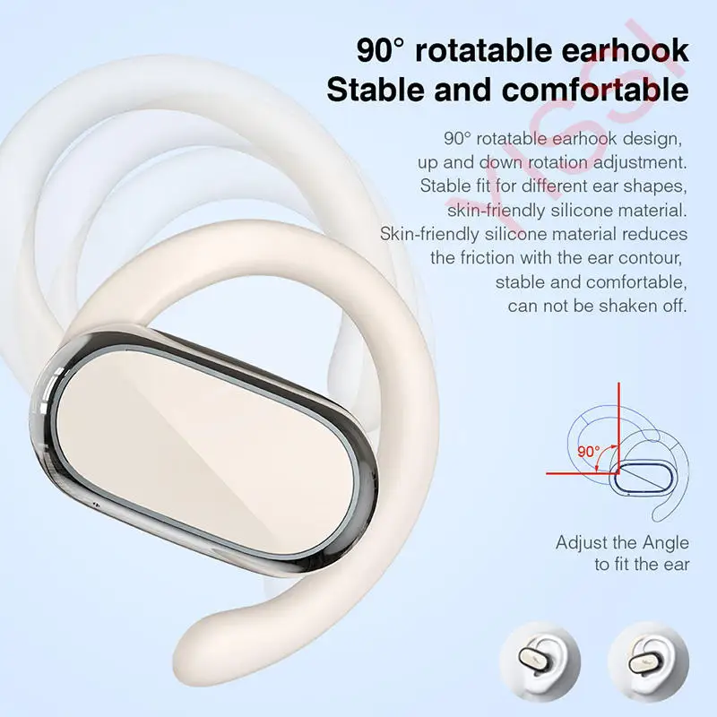 AI-Rotatable Wireless Bluetooth Earhook, Tradução em Tempo Real, Headset Inteligente, Impermeável, Esportes