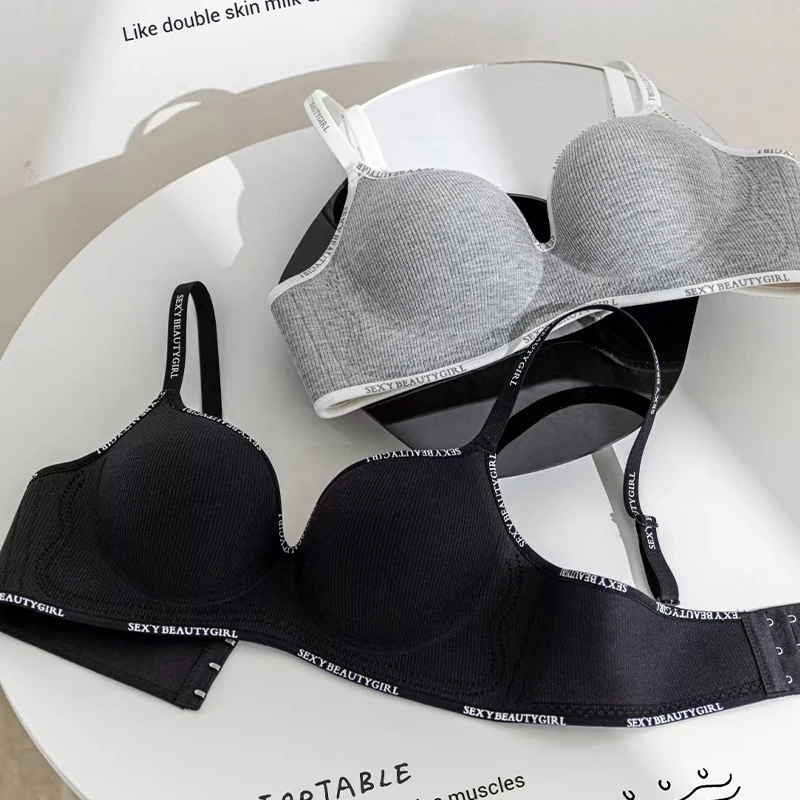 Women Sexy Bras Padded Push Up Bralette Female Adjustable Comfortable Underwear Ladies Letter Straps Brassiere Wireless Soft