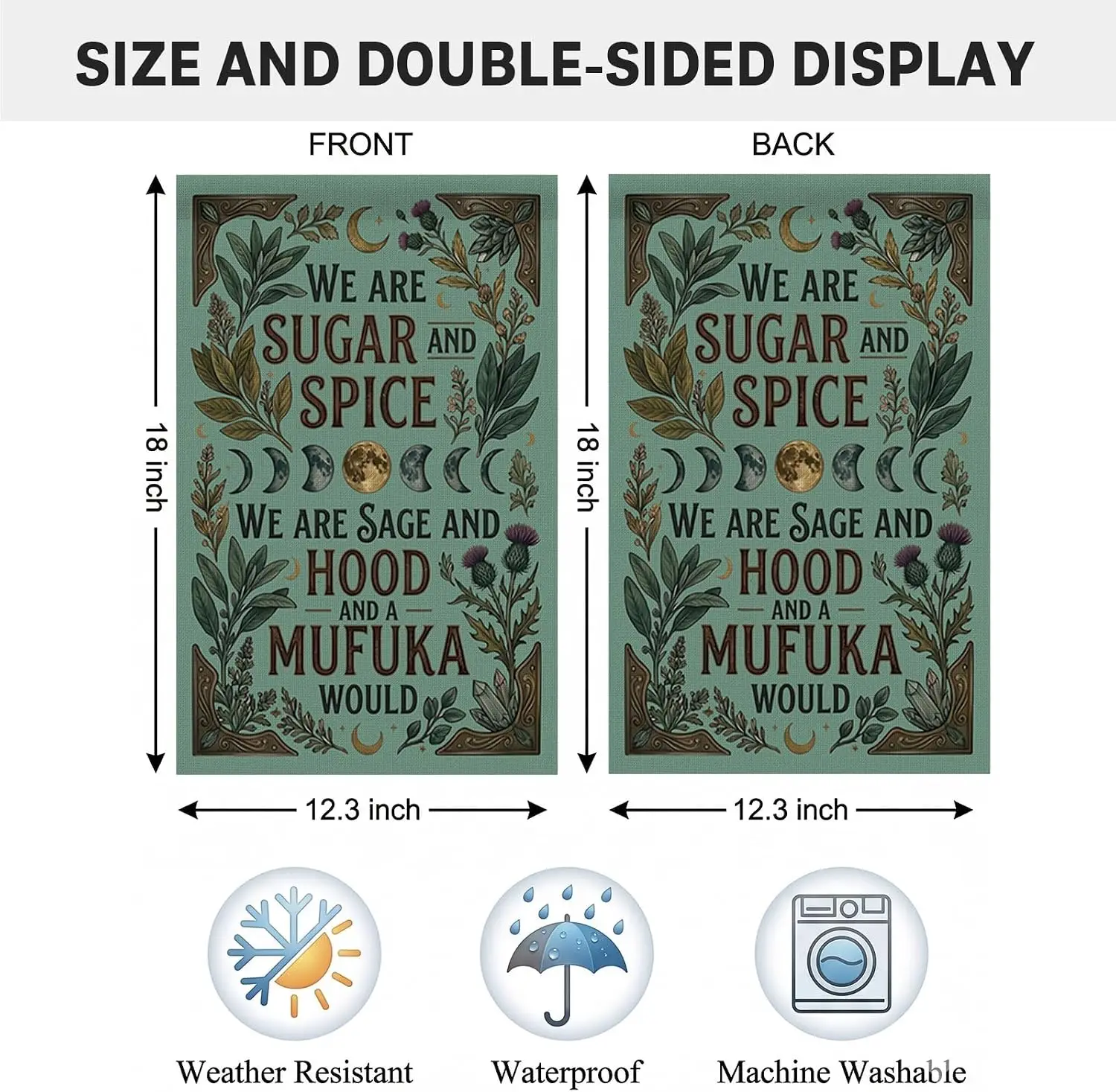 Funny Garden Flag 12x18 Double Sided We Are Sage and Hood Quote, Extra Thick 2-Layer Burlap Yard Flag, Fade Resistant Outdoo yyi