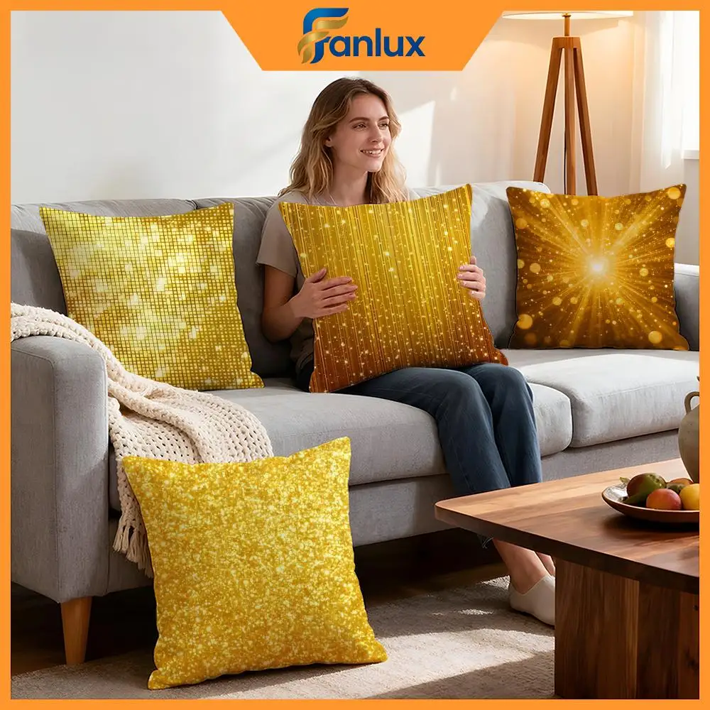 Golden fine light spots Cushion Cover 4Pcs Decorative Covers Soft Cushion Case for Sofa Couch Decor 40x40 45x45 Pillowcases
