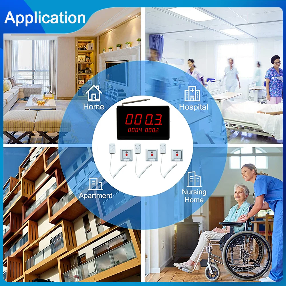 Wireless Hospital Nurse Call System with LED Display, Emergency Patient Call Button for Medical Ward, Elderly Care Home & Clinic
