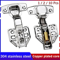 8 Pieces Stainless Steel Cabinet Hinges Soft Closing Hydraulic Door Hinge Damper Buffer Kitchen Cabinet Furniture Hardware