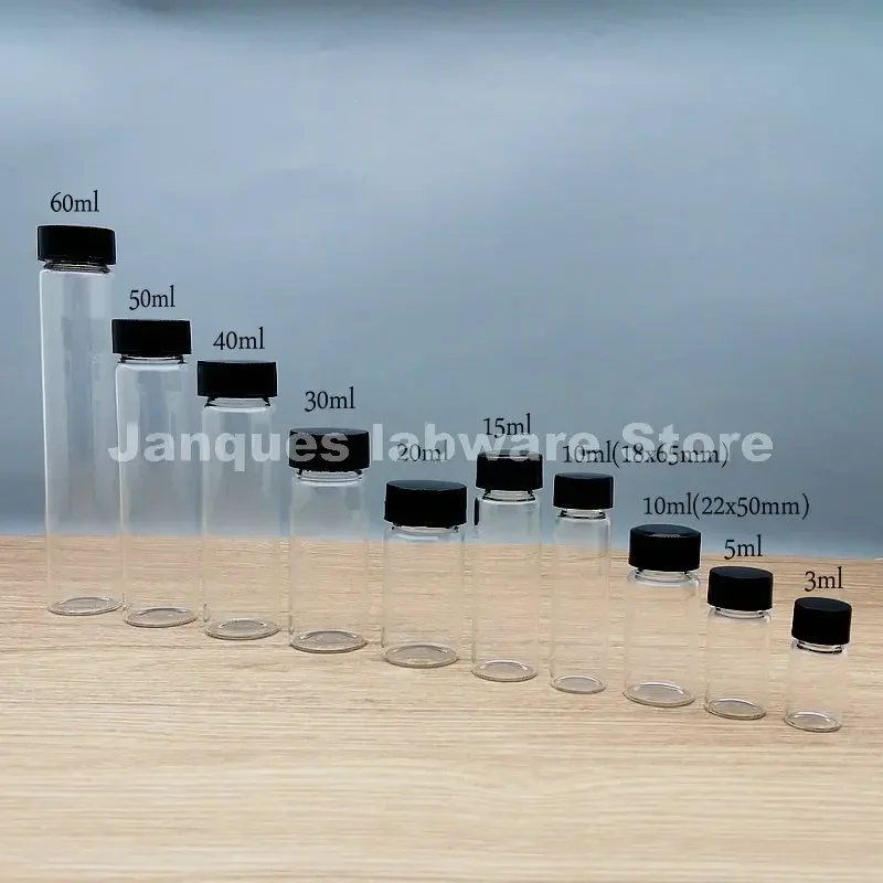 Imagem -03 - Garrafa de Amostra de Vidro Transparente de 2ml a 60ml Frascos de Reagente com Tampa de Plástico de Parafuso e Almofada pe Frasco Pequeno de Laboratório Usado para Classificação