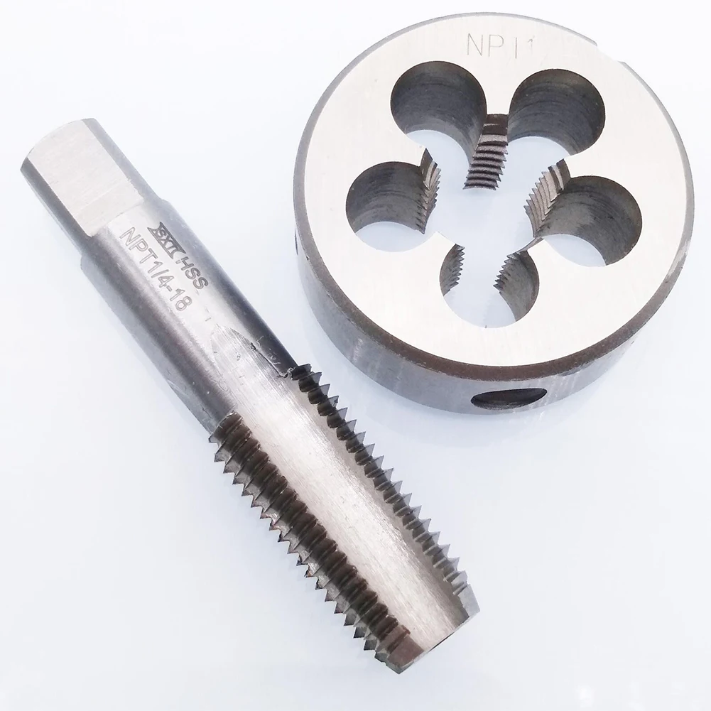 HSS 1/4-18 NPT الحنفية و 1/4-18 NPT يموت اليد اليمنى 61 مللي متر الحنفية طول الحنفية يموت مجموعة 38 مللي متر قطر مقبض أداة الملحقات
