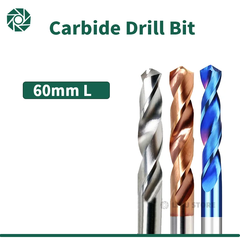 

Carbide Twist Drill Total Length 60mm Solid Tungsten Bits HRC50/55/65 CNC Straight Handle Drilling Hole For Metal Iron Steel