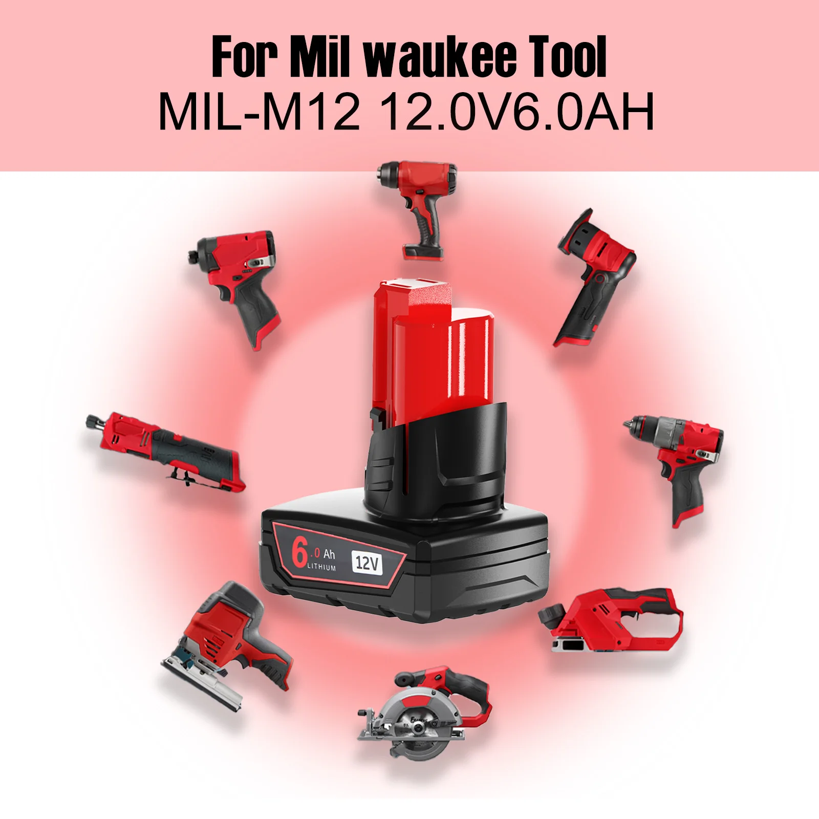 For Milwaukee M12 Battery 12V 6.0mAh Li-ion Power Tools For MIL-M12-12V 48-11-2402 48-11-2411 48-11-2412 M12B2 M12B4 Battery